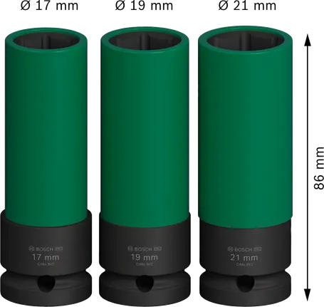 Комплект вложки Bosch PRO Impact, екстра дълбоки 1/2" 3 части.