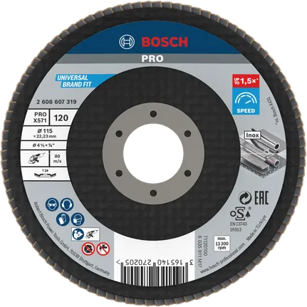 Ламелен диск Bosch PRO X571, ъглов 115 мм, G120, за метал.