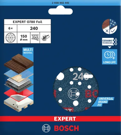 Шлифовъчен диск Bosch 150 мм EXPERT O780 G240.