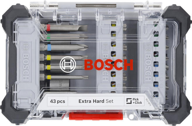 Комплект битове за отвертки Bosch с екстра твърдост, 43 части.