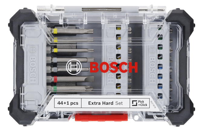 Комплект битове за отвертки Bosch Extra Hard 44+1 броя в куфар.