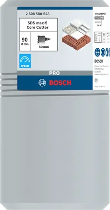 Боркорона Bosch PRO SDS max-5 90 мм за зидария и бетон.