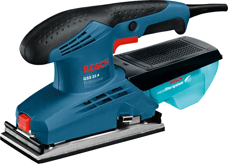 Орбитална шлайфмашина Bosch GSS 23 A с микрофилтърна система.