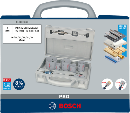 Комплект боркорони Bosch PRO Multi Material, 9 части.