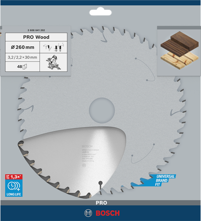 Нож за трион Bosch PRO Wood 260×3,2×30 мм T48.