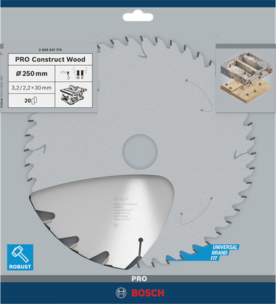 Диск за циркуляр Bosch PRO Construct Wood 250 мм.