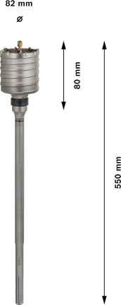 Боркорона Bosch PRO SDS max-5 с диаметър 82 мм, еднокомпонентна.