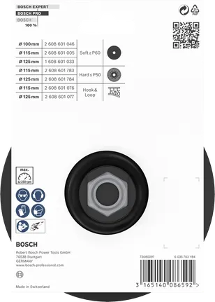 Опорен диск Bosch PRO 125 мм M14 със закопчаване с велкро.