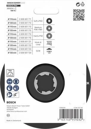 Опорен диск Bosch PRO 125 мм SCM за шлайфмашини X-LOCK.
