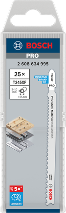 Ножове за прободен трион Bosch PRO Multi Material T345XF, пакет 132 мм.