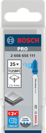 Ножове за прободен трион Bosch PRO Metal дебели T121BFC, пакет от 25 броя.