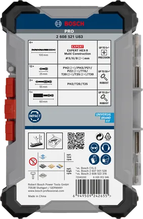 Комплект смесени инструменти Bosch PRO Impact, 20 части.