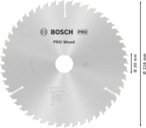 Диск за циркуляр Bosch PRO Wood 216 мм 48 зъба.