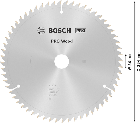 Диск за циркуляр Bosch PRO Wood, 254 мм, 60 зъба.