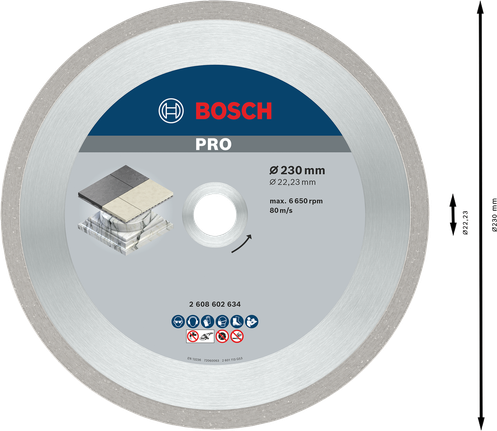 Диамантен диск Bosch PRO Ceramic 230 мм за рязане на плочки.
