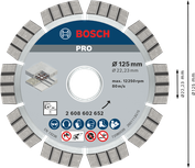 Диамантен диск Bosch PRO Concrete 125 мм за рязане на бетон.