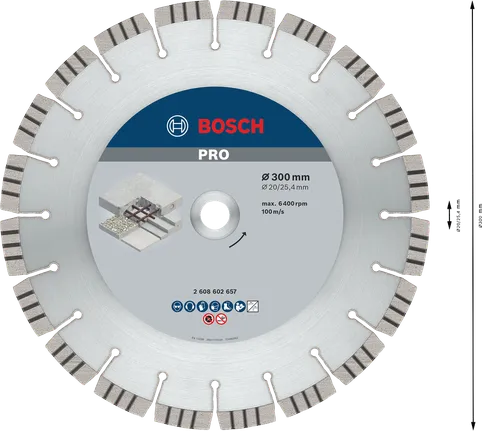 Диамантен диск за рязане на бетон Bosch PRO, 300 мм.