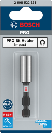 Стандартен държач за битове Bosch PRO Impact 60 мм за шестостенни опашки.