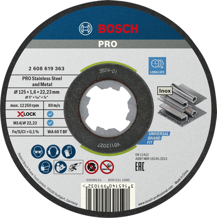 Режещ диск Bosch PRO от неръждаема стомана и метал X-Lock.