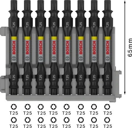 Комплект двустранни ударни битове Bosch PRO T25, 65 мм.