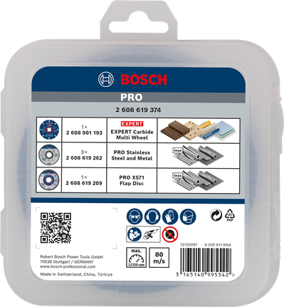Комплект за рязане и шлайфане Bosch PRO 125×1×22.23 мм X-Lock 5 части.