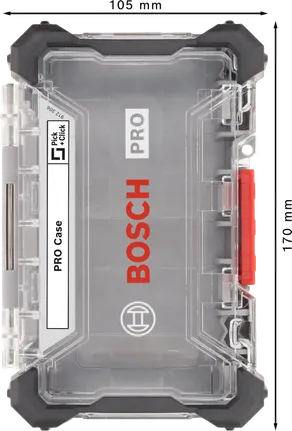 Голям празен куфар Bosch PRO с прозрачен капак.