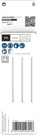 Нож за прободен трион Bosch PRO Multi Material T345XF 132 мм, комплект от 3 броя.