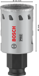 Боркорона Bosch PRO Tile PC Plus 32 мм за рязане на плочки.