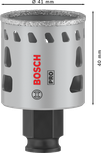 Боркорона Bosch PRO Tile PC Plus 41 мм за пробиване на плочки.