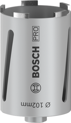 Пробиване на ядки Bosch PRO за сухо пробиване 102 мм за зидария.