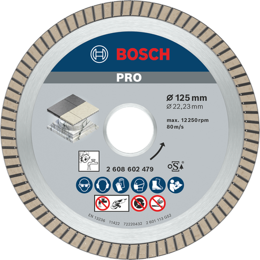 Диамантен диск Bosch PRO Ceramic 125 мм за рязане на плочки.