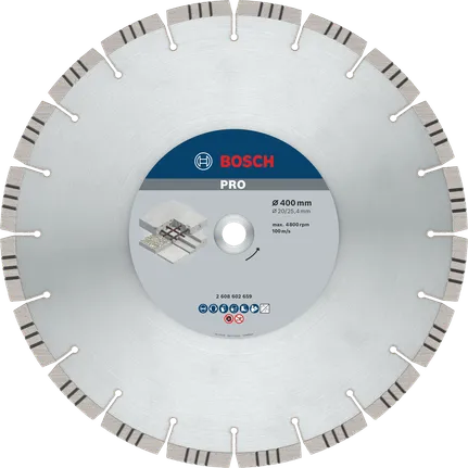 Диамантен диск Bosch PRO Concrete 400 мм за рязане на бетон.