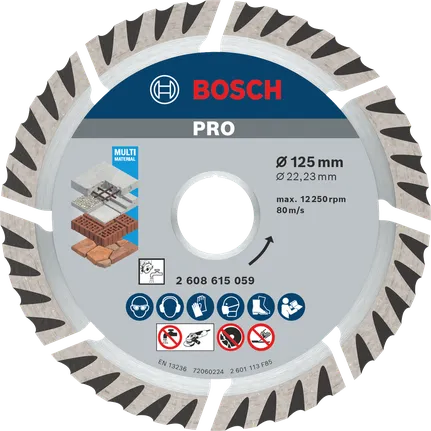 Диамантен диск Bosch PRO Multi Material 125 мм за рязане.