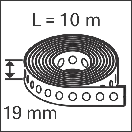 Перфорирана метална лента, 10 м x 19 мм.