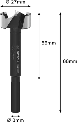 Свредло Bosch EXPERT Wood Forstner с диаметър 27 mm.