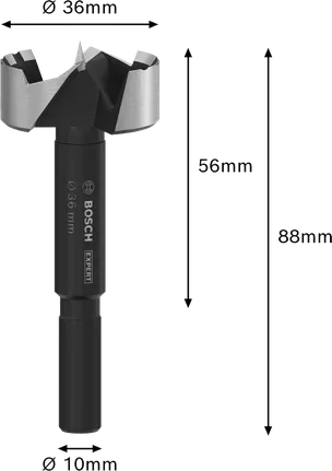 Свредло Bosch EXPERT Wood Forstner 36 мм за прецизно пробиване.
