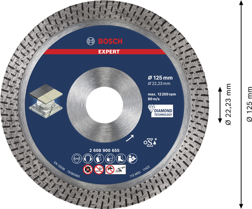 Диамантен режещ диск Bosch EXPERT HardCeramic 125 мм.