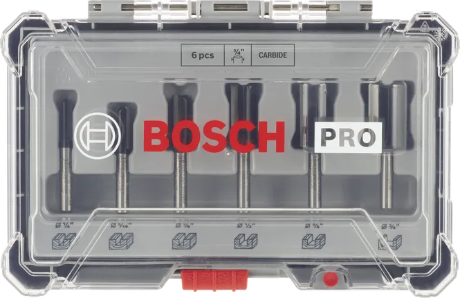 Комплект фрези Bosch PRO с опашка 1/4″, 6 части.