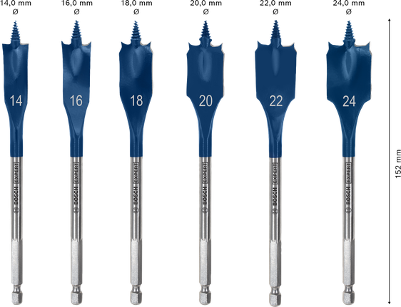 Комплект свредла Bosch EXPERT Self Cut Speed Spade, 6 размера.