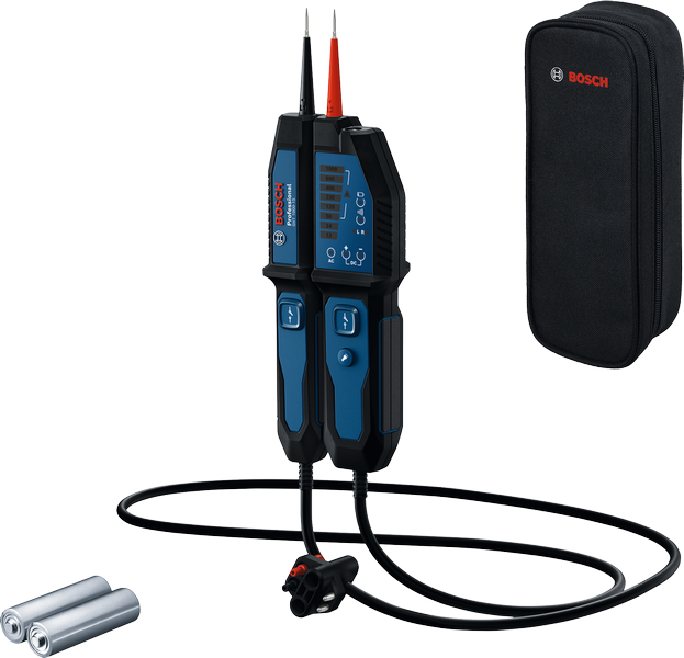 Тестер за напрежение Bosch GVT 1000 с кутия и батерии.