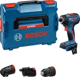 Комплект акумулаторна бормашина Bosch EXSR18V-90FC с четири приставки.