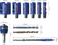 Комплект боркорони Bosch EXPERT Construction Material Power Change Plus, 10 части.