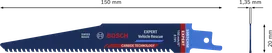 Нож за реципрочно трион Bosch EXPERT Vehicle Rescue S 957 CHM с карбид.