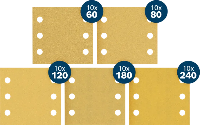 Комплект шкурки Bosch EXPERT C470 с различни зърнености, 50 броя.
