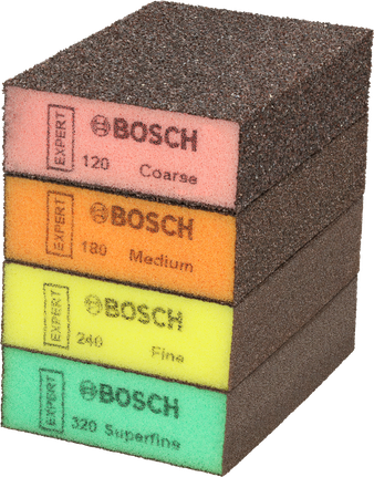 Стандартен шлайфмашинен блок Bosch EXPERT S471 с различни зърнености.
