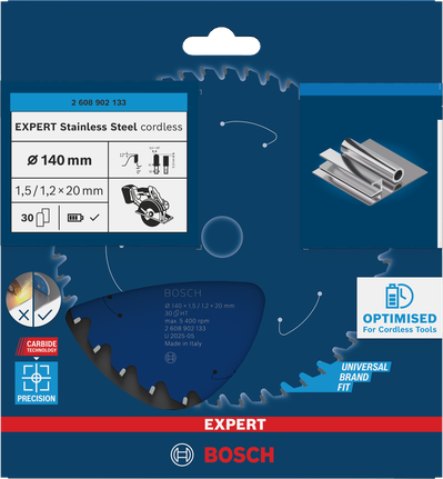 Акумулаторен циркулярен диск от неръждаема стомана Bosch EXPERT 140 мм.