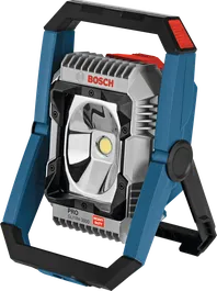 Безжична работна лампа Bosch GLI18V-3000 с регулируема стойка.