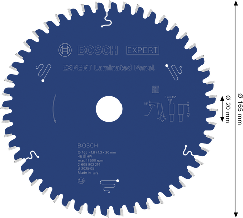 Циркулярен диск за ламинирани панели Bosch EXPERT, 165 мм.
