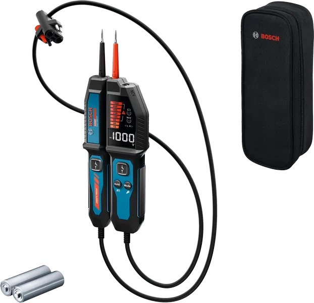 Тестер за напрежение Bosch EXVT 1000 с дисплей и кутия.