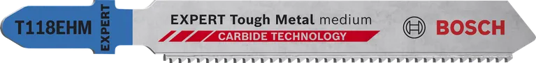 Нож за прободен трион Bosch EXPERT Tough Metal T118EHM с карбидни зъби.